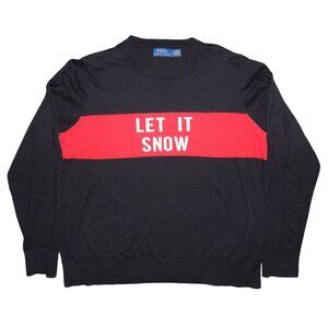 Polo Ralph Lauren Navy Let it Snow Cotton Crew Neck Sweater Women's Medium